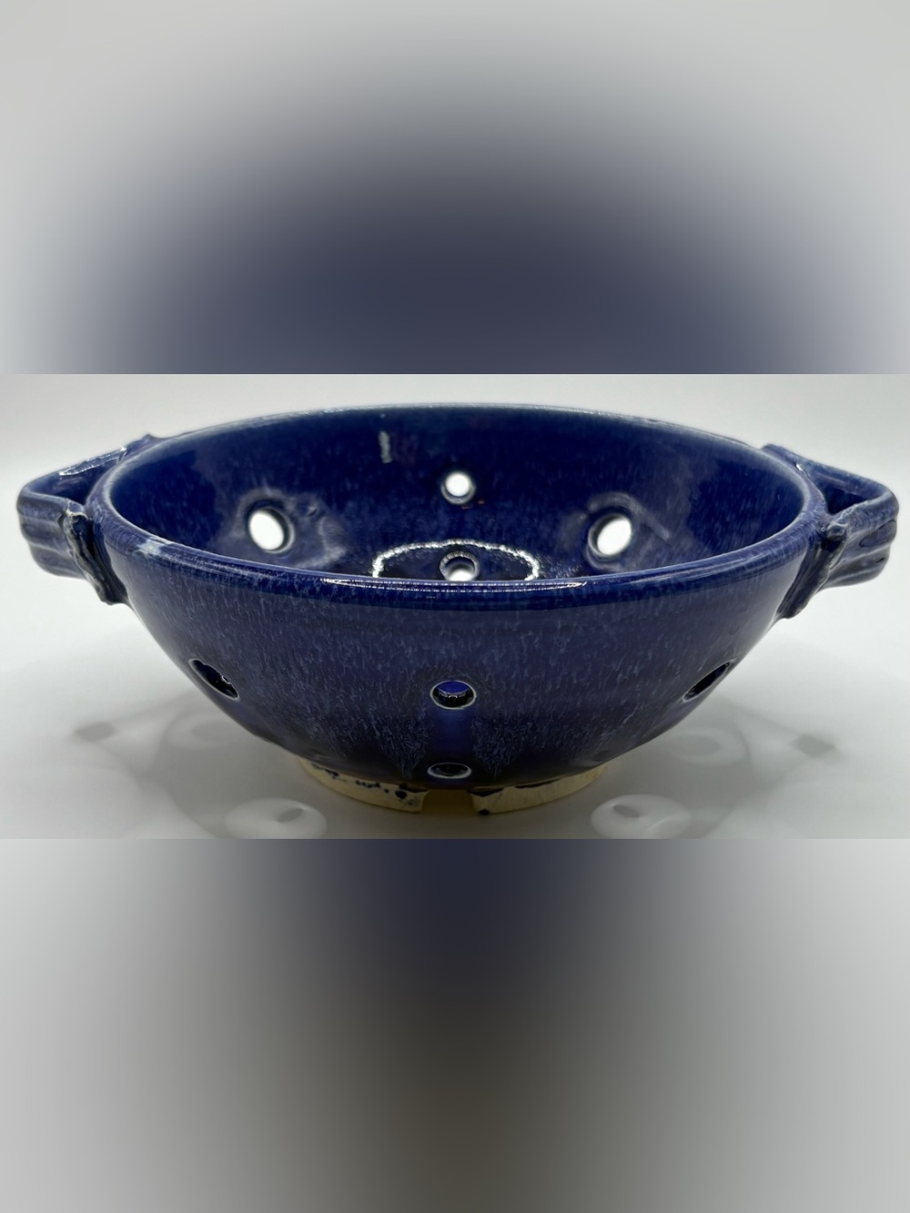 Handmade Pottery Berry Colander, Blue - Picture 4 of 9